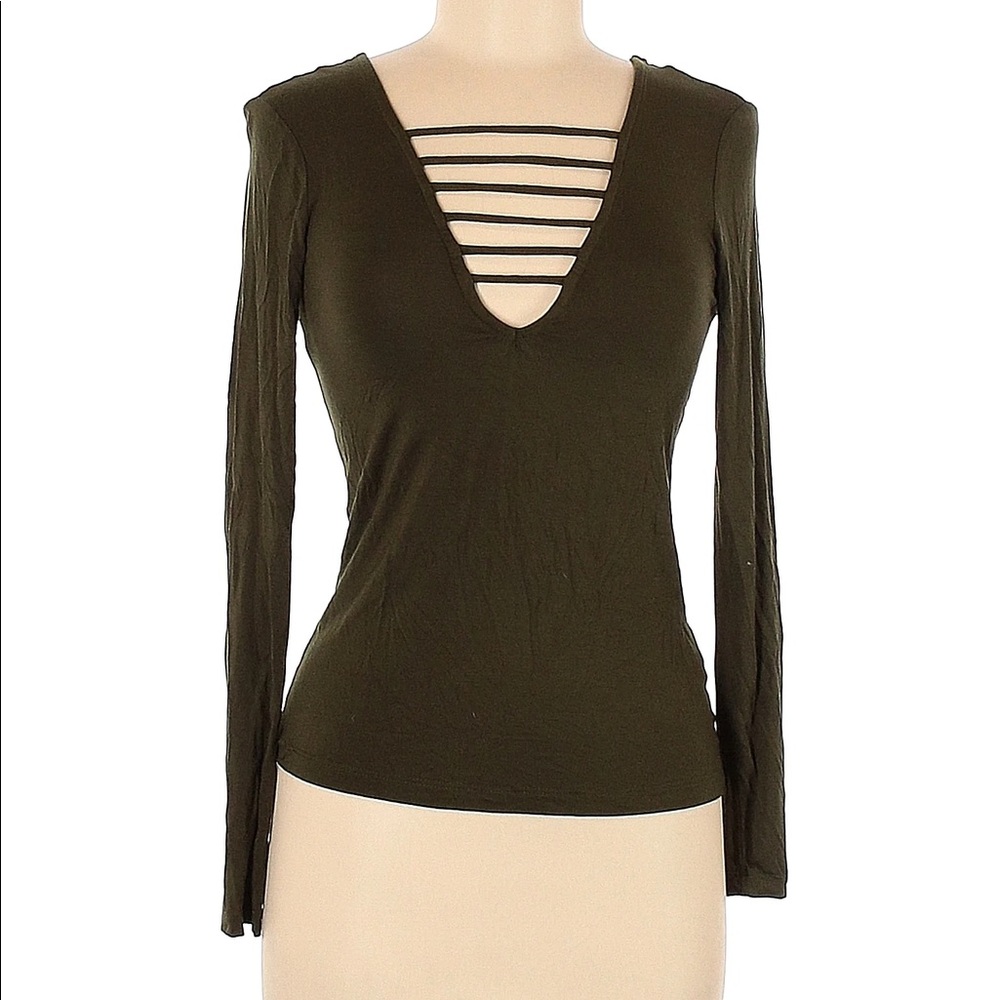 Good Luck Gem Olive Green Sexy Long Sleeve Top